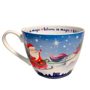 Santa siting in Unicorn Flying Sled Large Bone China Mug